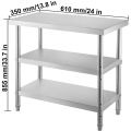 VEVOR Stainless Steel Work Table Storage Shelve Commercial Kitchen Food Prep with Installation for Home Projects Cafeteria Hotel. 