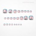24pcs French Blue Rhinestone Seamless Removable Toenails Acrylic Press On Nail Tips Full Cover Waterproof False Toe Nails. 