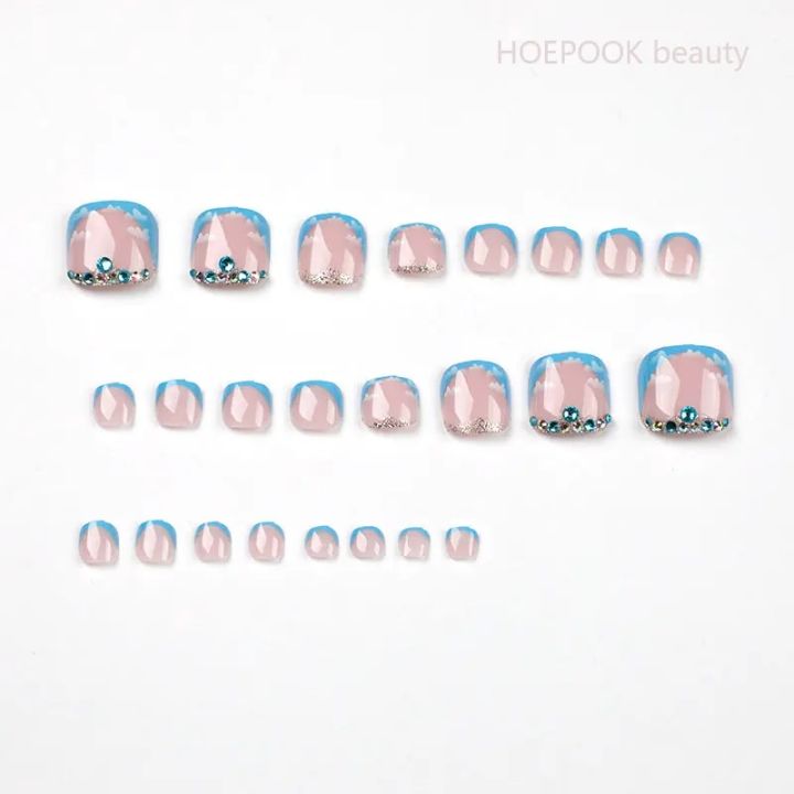 24pcs%20French%20Blue%20Rhinestone%20Seamless%20Removable%20Toenails%20Acrylic%20Press%20On%20Nail%20Tips%20Full%20Cover%20Waterproof%20False%20Toe%20Nails%20-%20Image%202