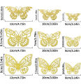 Gold Butterflies for Party, Birthday, Cake Decorations, Removable Stickers for Wedding Room Flower Decor. 