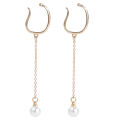 Fashion Korean Vintage Non-piercing Pearl Tassel Ear Hook Long Hanging Drop Earrings Jewellery Gift For Women. 