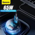 Baseus 65W PPS USB Type C Dual Port PD QC Fast Charging Car Charger.