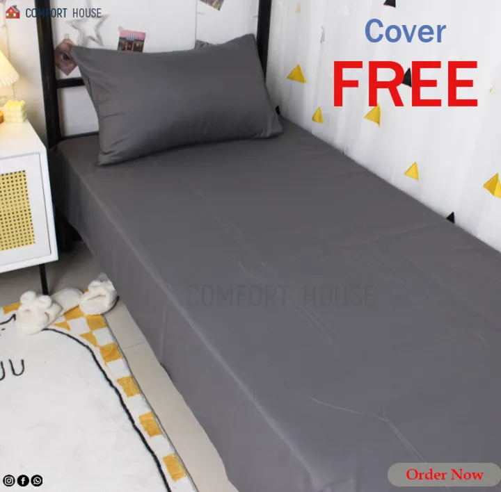 Single%20Size%20Gray%20Colour%20Bed%20Sheet%20With%20one%20Matching%20Pillow%20Covers%20-%20Flat%20Sheet%20-%20Hand%20Washable%20and%20Easy%20Maintainance%20-%20Image%202