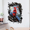 3D Broken Wall SpiderMan Marvel Avengers Wall Stickers For Kids Room Living Room Bedroom Wall Decoration SuperHero Movie Poster.