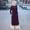 Versatile -Muslim Traditional modest clothing tunic Top Trousers two-pieces Set Solid color Modest Muslim Women Suit set- Avant-garde.