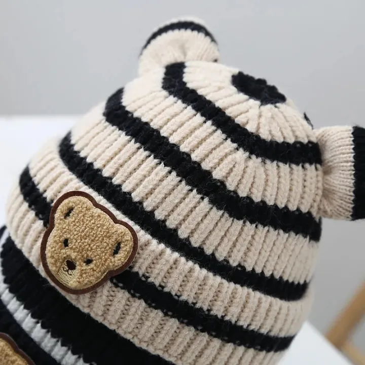 Baby%20fall%20and%20winter%20children's%20knitted%20cap%20baby%20boy%20baby%20girl%20baby%20striped%20bear%20head%20wool%20cap%20rolled%20warm%20hat%20baby%20accessories%20-%20Image%206