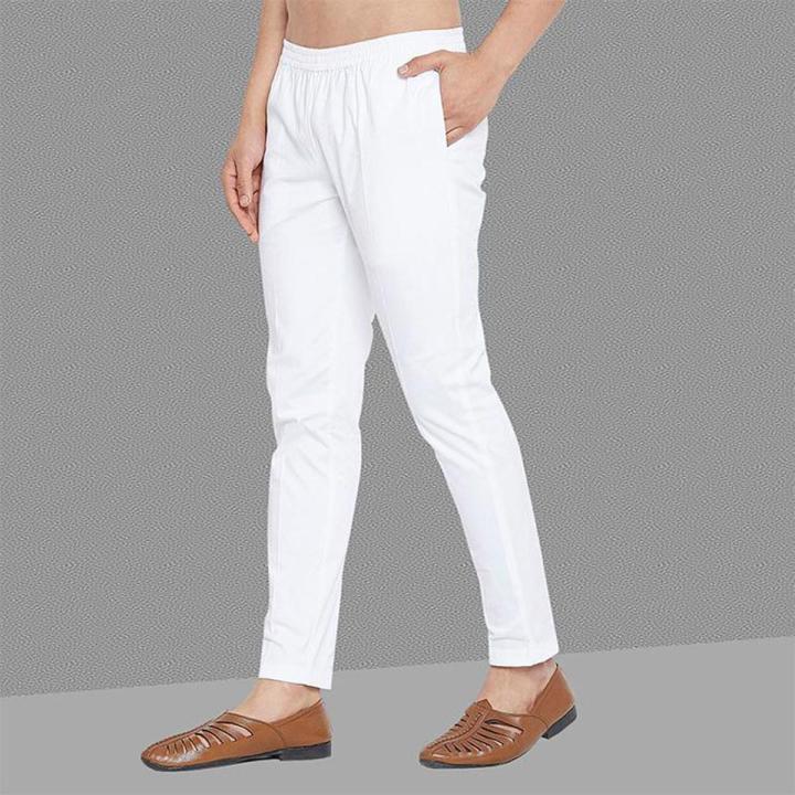 Stylish White Cotton Pant Pajama For Men