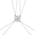 M2EA 4 Piece Four Leaf Clover Stitching Necklace Magnet Stone BFF Friendship Heart Pendant Chain Choker Necklace Jewelry.