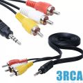 1:3 AV Cable For Connecting Android TV Box To CRT TV. Cable  1.5Miter Black. 