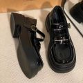 French Style Buckle Mary Jane Leather Shoes for Women Spring and Summer New Japanese StylejkRetro College Pumps Platform Loafers.