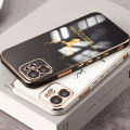 Hontinga for Redmi Note 12 4G Back Cover(Free Lanyard)Luxury 6D Plating Lucky Deer Side Pattern Case Soft Silicone Square Mobile Cover.