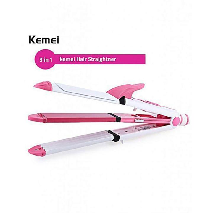 Kemei KM 1213 - 3 in 1 Professional Hair Straightener Wave Curler