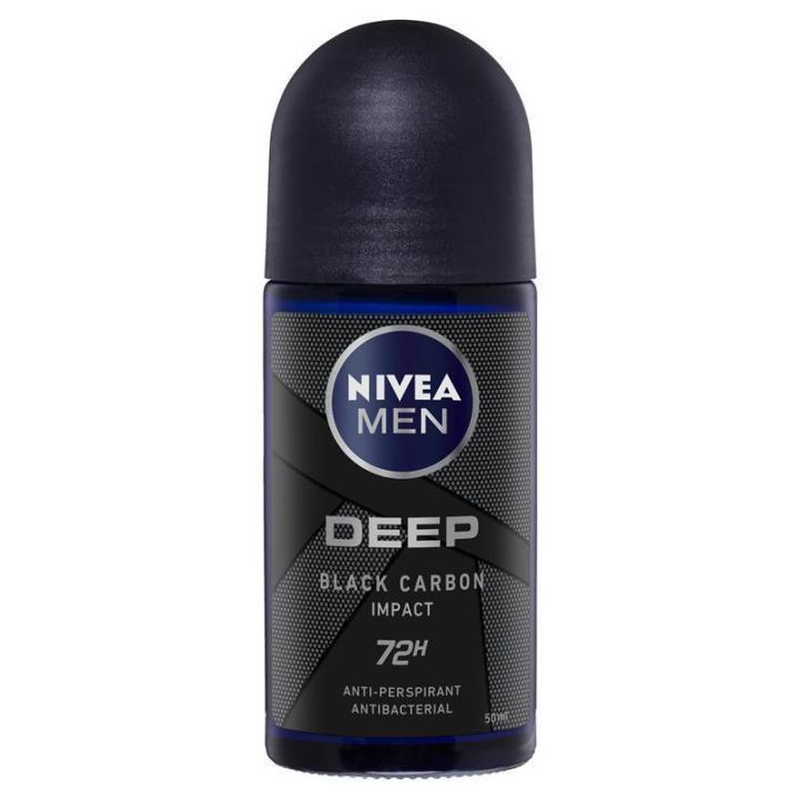 International Germany product Deodorant Roll on NIVEA MEN Deep Black Carbon Impact used for male - 50 ml