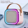 Bluetooth-Compatible 5.3 RGB Multi-Colors Speaker with Wireless Mic Mini Home Theater Speakers Adjustable LED Lights. 