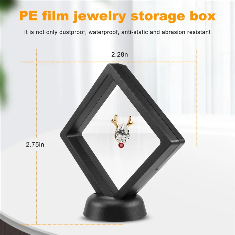 White And Black Floating Display Frame Set - Square & Rectangle For Coins & Jewellery