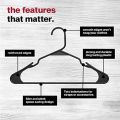 40X Black Plastic Hangers, Plastic Clothes Hangers Perfect for Everyday Standard Use, Clothing Hangers. 