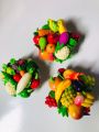 3 pieces mini bowl combo Miniature vegetables and fruits polymer clay handmade showpieces for women home decor kitchen item dining table or furniture decorations ideas for baby and housewife. 