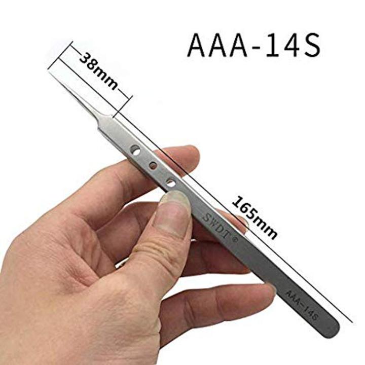 AAA-14S Tweezer Professional Curved Tweezer AAA-14S Tweezers Straight Tweezers Stainless Steel 170mm Tweezer Hand Tools Mobile Phone Repairing Opening Tools