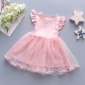 【Factory-direct】 ruffle cuffs unicorn print infant dress summer girl baby gauze dress cartoon girl CHILDREN'S clothes. 