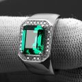 (New) vintage sapphire ring for men s925 silver color blue gemstone green emerald white gold ring engagement wedding male rings.