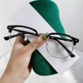 Fashion retro eyebrow half-frame anti-blue light business glasses men's and women's myopic eyewear.