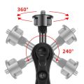 Double 1/4 Ball Head Adapter Magic Arm Crab Clamp 3/8 Mount Light Field Monitor Camera Stand Bracket. 