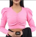 Cotton Slim Fit Crop Top short body full Sleeves blouses for Women and girls. 