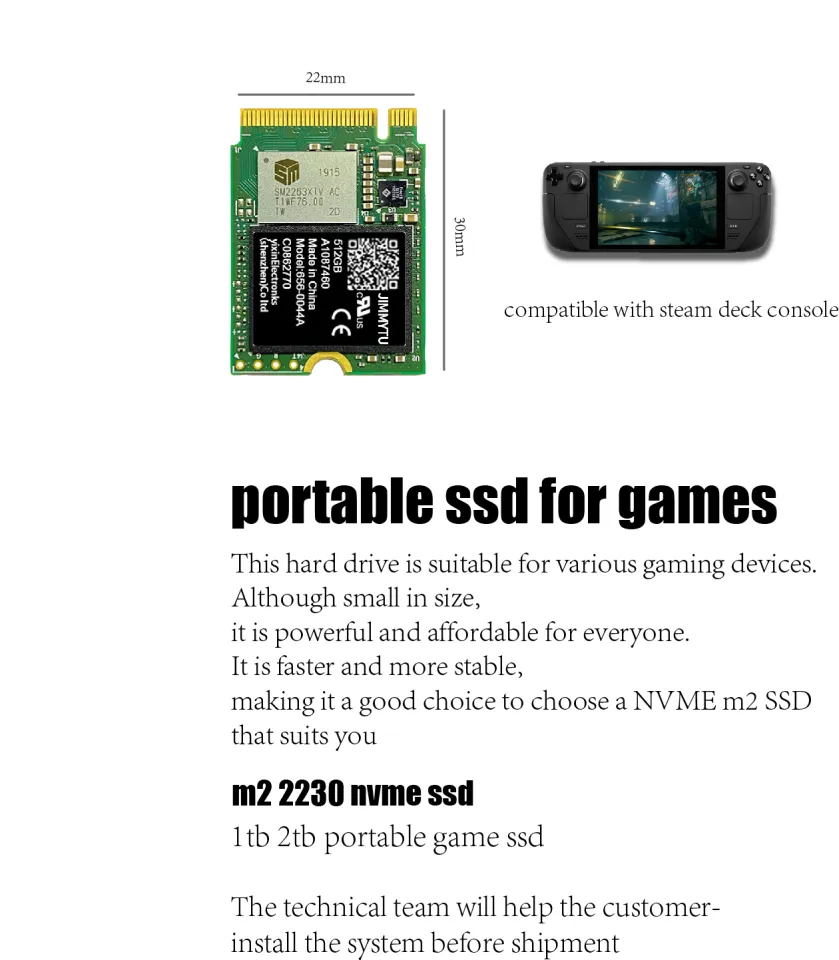 SSD 2230 Steam Deck Nvme M2 1tb 512gb 256gb Compatible With