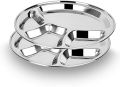 2 pcs Stainless Steel Round Dining Plate 4 Compartment Plates/Steel 4 Compartment Bhojan Thali/Lunch,Dinner Divided Plate 4 Section -(Diameter-31cm). 