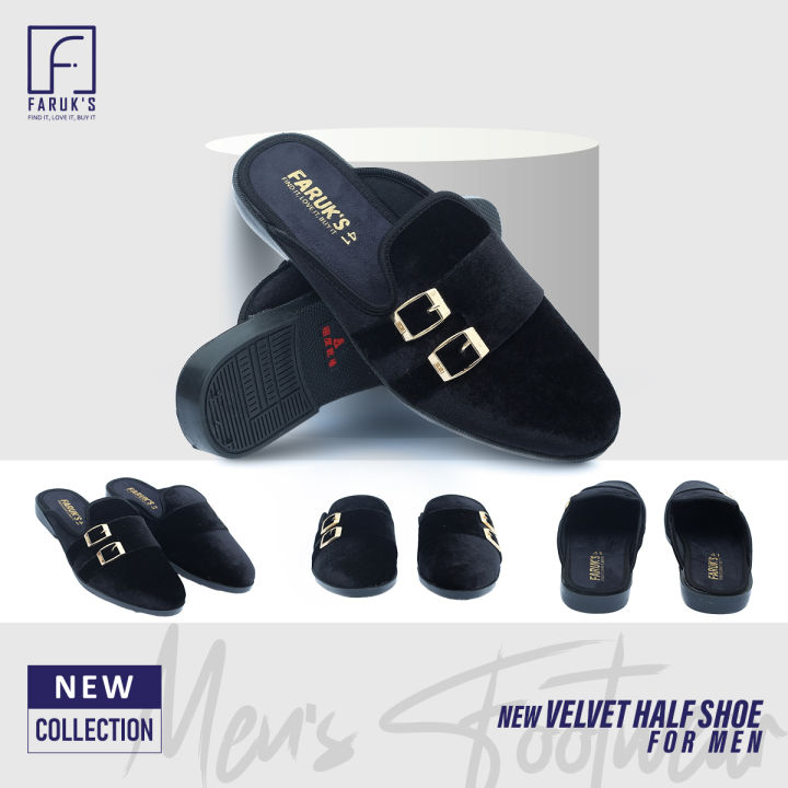 Velvet%20Half%20Shoe%20For%20Men%20Black%20-Loffer%20-%20Image%204