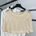 Knitted pullover shawl with hollow decorations, breathable, elegant, versatile shoulder pads, cervical spine protection, sun protection shawl with skirt. 