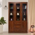 Crockery Display Unit with 3 door Display Cabinet Showcase, 5 Closed Shelf and 3 Drawer, Dish Cabinet, Drainer Cabinet, 3 Door Design, Dustproof And Oil Resistant Multifunctional Storage Cabinet (Columbian Walnut)72/45". 