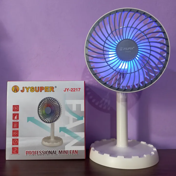 JYSUPER%20JY-2217%20Rechargeable%20AC/DC%20Stylish%20RGB%20Lighting%20Strong%20Wind%204000mAh%20Battery%2012"%20Portable%20Desk%20Fan%20-%20Image%203