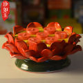 Treasure as jade: Buddha oil lamp holder, candle stand, lamp stand, colorful lotus lamp, butter lamp holder, ceramic seven-star lotus seat. 