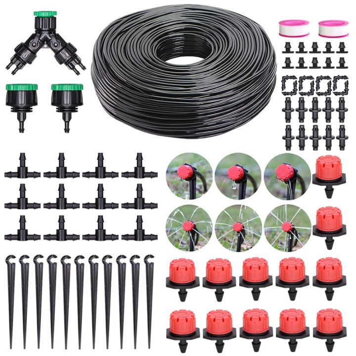 5-50m High-quality Micro Drip Irrigation System 8 Hole Adjustable Flow Dripper Plants Watering Tool Garden 1/4'' Hose Spray Kit