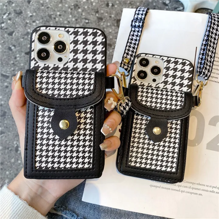 Houndstooth%20Cross-Body%20Lanyard%20Card%20Holder%20for%20Samsung%20s23%20Phone%20case%20iphone14%20Soft%20note20%20Protective%20Sleeve%20A53%20-%20Image%202