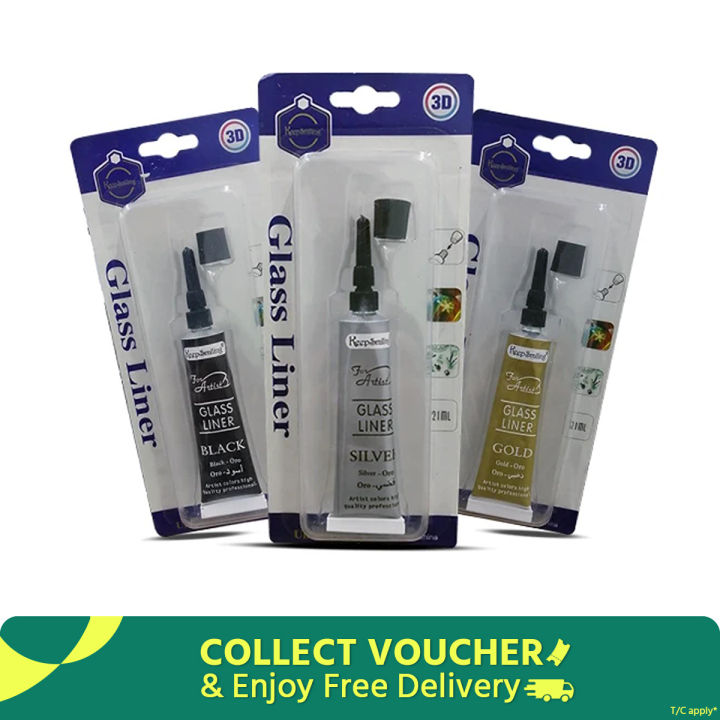 Keep Smiling 3D Glass Liner  Black, Silver ,Gold for Glass Painting