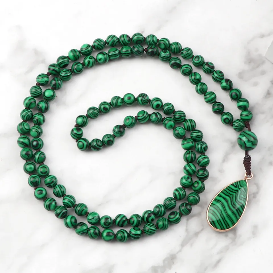Natural Malachite Stone Beaded Necklaces Bracelets Women Green