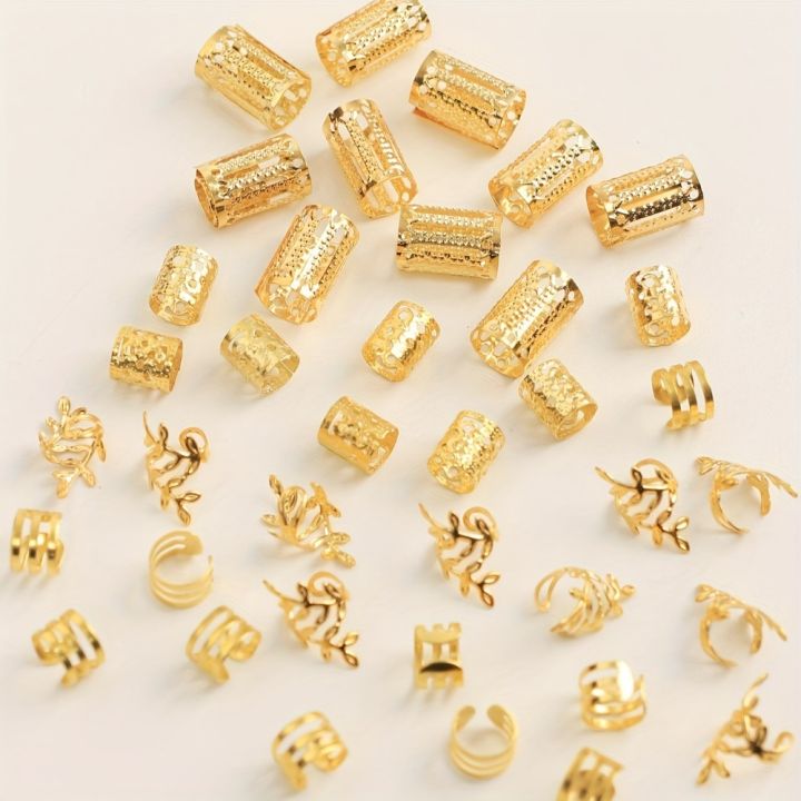 40PCS%20Hair%20Accessories%20Metal%20Cuff%20Clips%20Mixed%20Hair%20Rings%20Set%20Hair%20Braiding%20and%20Dreadlocks%20Beads%20DIY%20Charm%20Hair%20Braid%20Tubes%20Decor%20-%20Image%204