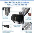 30 Inch Industrial Oscillating Wall Mount Fan 9500CFM,Heavy Duty Metal,High Velocity,2 Speed,Black.