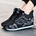 Outdoor Leather Canvas Shoes Women's Shoes Mesh Height Increasing Insole6cmStudent Sneakers Non-Slip Wear-Resistant Tide.