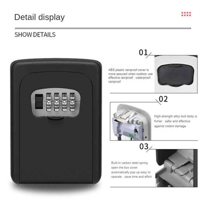 Wall Mount Key Lock Box,4 Position Combination Lock Box,Black | Daraz ...
