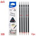 Deli 38029N Black Triangular Pencil - Black - HB - 12pc.