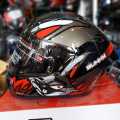 Vega Bolt Bunny Glossy Black Red full face helmet with dual certification.. 