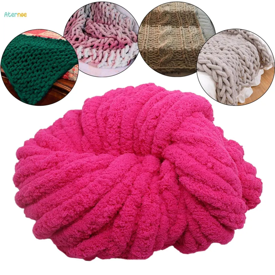 Red Chunky Knit Chenille Yarn 250g/8.82 Oz Chunky Jumbo Yarn Hand Knitting Yarn Washable Soft Chunky Yarn Arm Knit Yarn Fluffy Yarn
