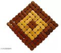 6 Pcs Wooden Dining Mat Set - Large Size, Square Bamboo Placemats, Insulation Backed Pads.