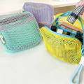 1 Pcs Travel Portable Mesh Makeup Storage Bag Mini Square Travel Toiletry Gadget, Power bank, Mobile Pouch and Coin Purse with Wristlet Strap for Women. 