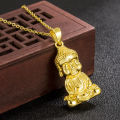Gold-plated Buddha head chanting Buddhist scriptures, Buddha pendant, auspicious ornaments, sand gold Buddha head pendant. 