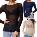 Women Blouse Tops See-through Mesh Pullover Tops Transparent Club Tee Shirt Punk Beach Women Blouse.