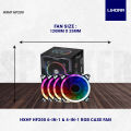 HXHF HF200 6-In-1 & 4-In-1 RGB Case Fan 120mm Cooling Fan Set Remote Included Plus 10-Port Hub For Ultimate System Cooling.